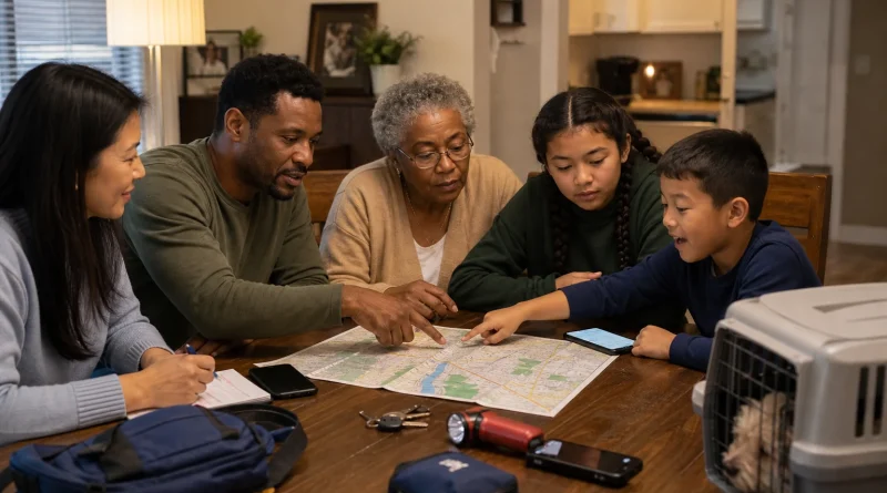 A multigenerational family practices meeting places and communication using a neighborhood map