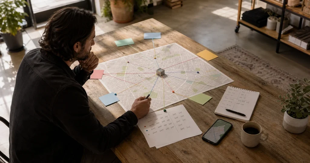 Dispensary operator mapping several paths that can bring new customers to a local store
