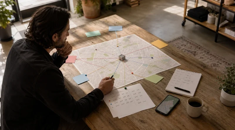 Dispensary operator mapping several paths that can bring new customers to a local store