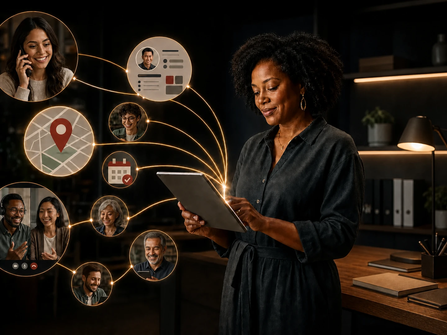 A business owner connecting his profile to customers, products, services, and local discovery paths